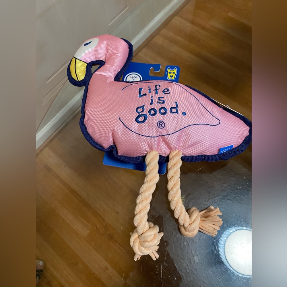 NEW Dog Toy Plush Clinker &  Squeaker  Flamingo 🦩 | Life is Good 15” .